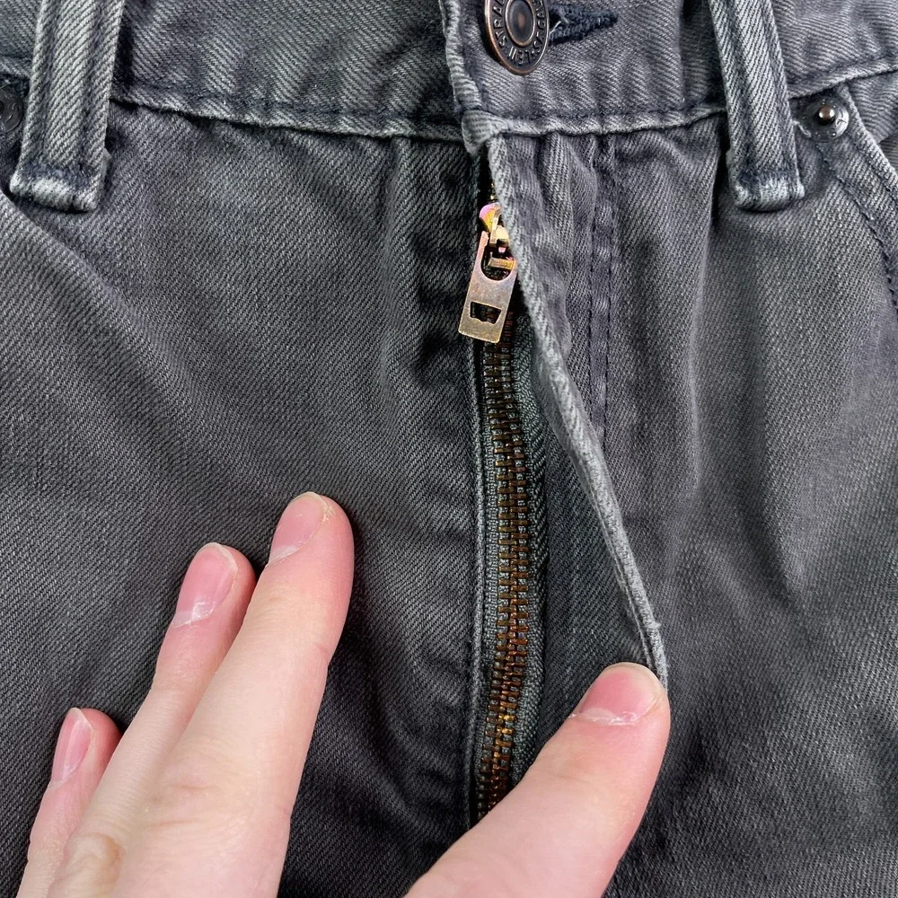 Levis 505‎ Jeans Mens 36x30 Grey Regular Straight Leg Cotton Denim White Tab